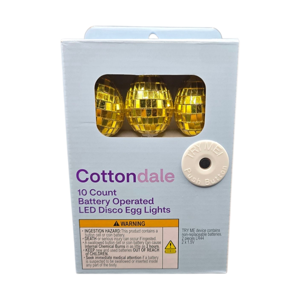 New Cottondale 10-Count Led Disco Egg Lights, Golden, 5.5 Ft Battery Operated